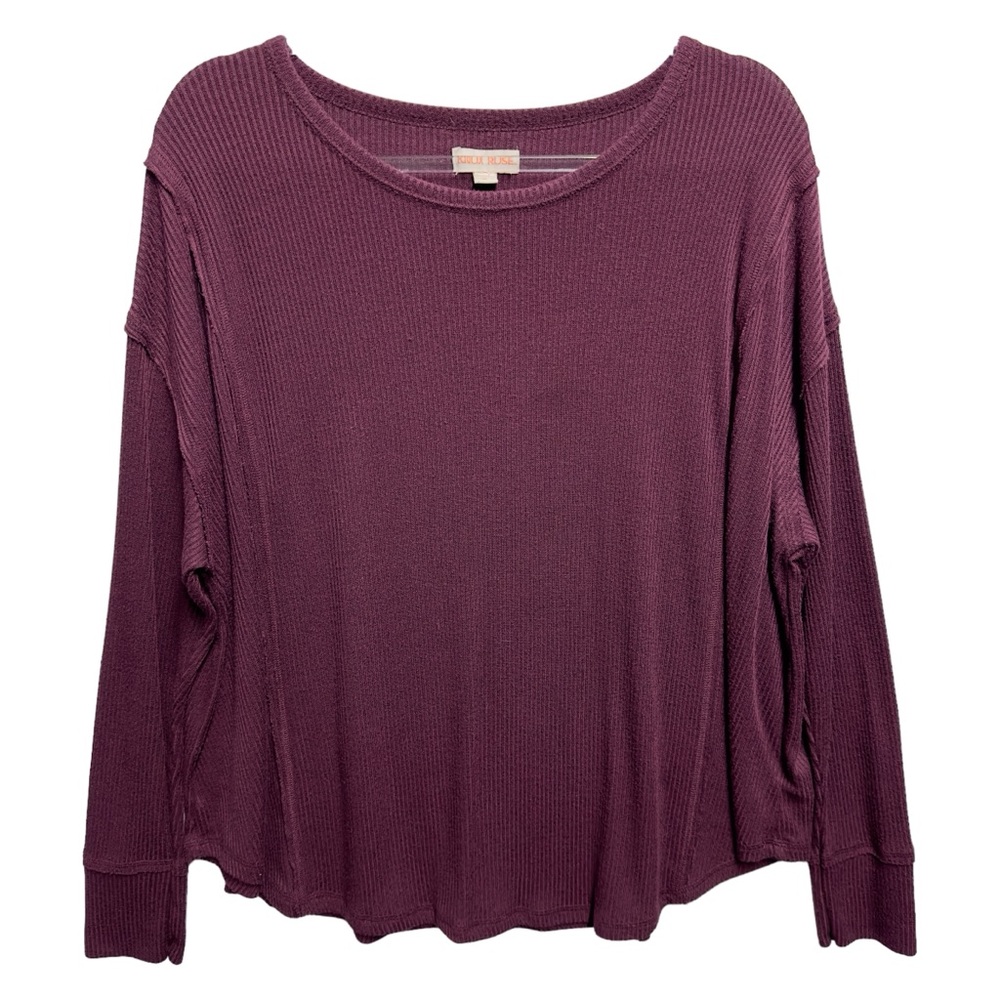 Rayon Rib Oversized Knit Top Sweater 90s Jewel Tone Burgundy Maroon